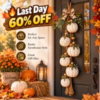 🔥 Last Day 60% OFF – Rustic White Pumpkin Swag for Fall Door & Wall Decor thumbnail 1
