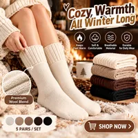 🥳2026 HOT SALE🥳50K+ SOLD! Women's Cozy Winter Wool Blend Socks – 5 Pairs/Set | Soft, Warm & Comfortable Mid-Calf Socks thumbnail 1