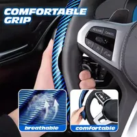 🔥Last day of the limited-time 50% off sale!🔥Carbon Fiber Silicone Anti-Slip Car Steering Wheel Cover Universal Fit thumbnail 2