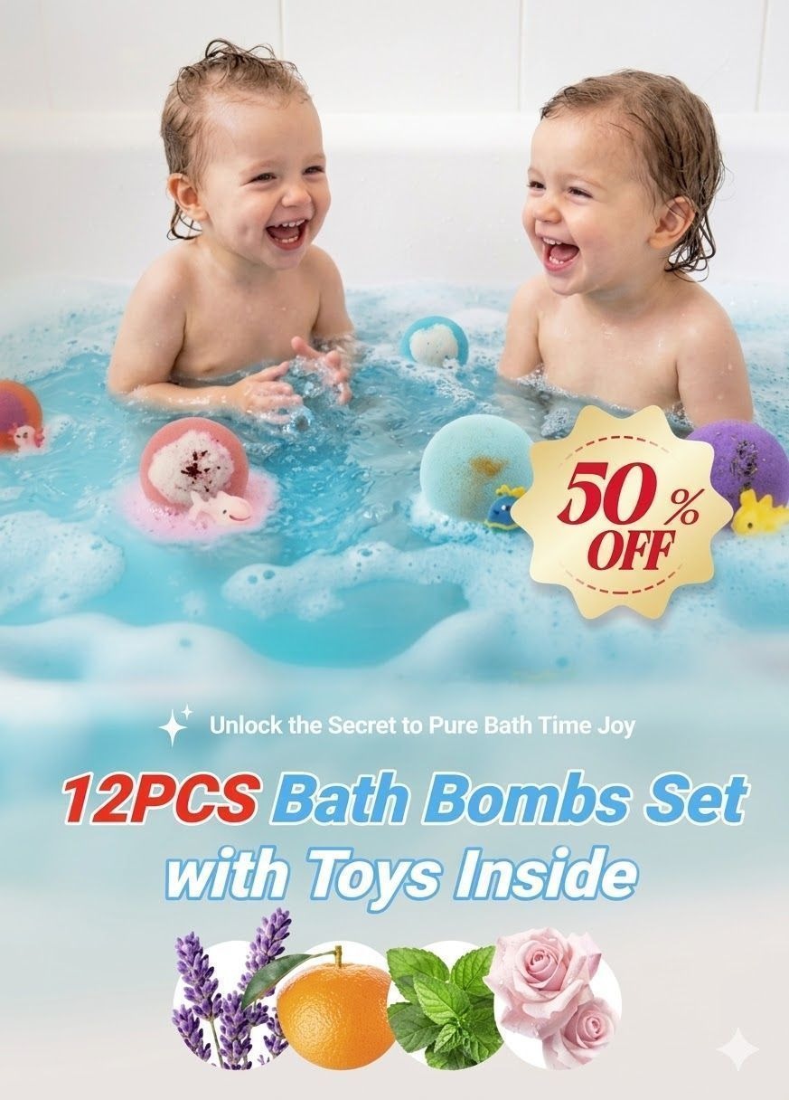 🛁🐣Bath Bombs For Kids – 12 Pack With Surprise Toys Inside, Easter Basket Stuffers thumbnail 2