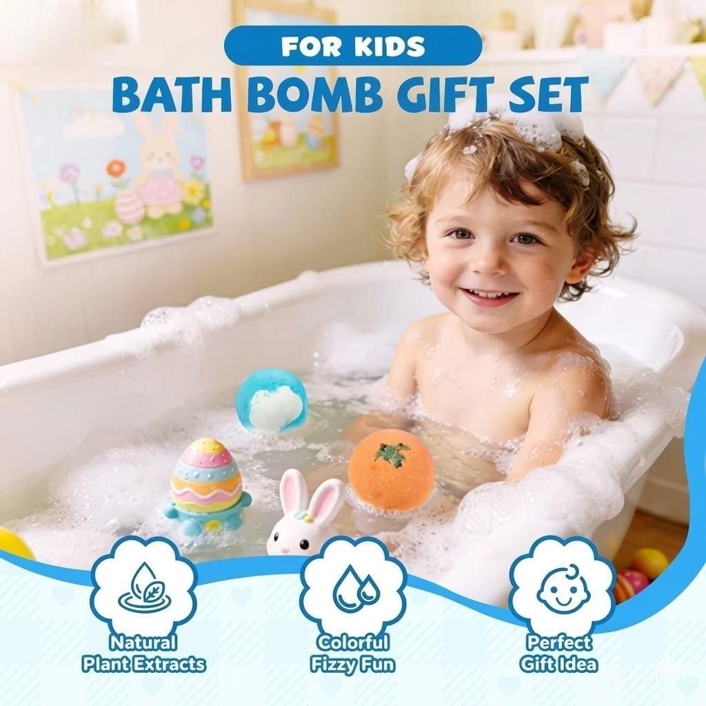 🛁🐣Bath Bombs For Kids – 12 Pack With Surprise Toys Inside, Easter Basket Stuffers thumbnail 3