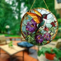 🔥🔥Mother-Days SALE OFF UP TO 50%🔥🔥 Hummingbird Stained Suncatcher Wall Acrylic Panel Window Home Room thumbnail 7