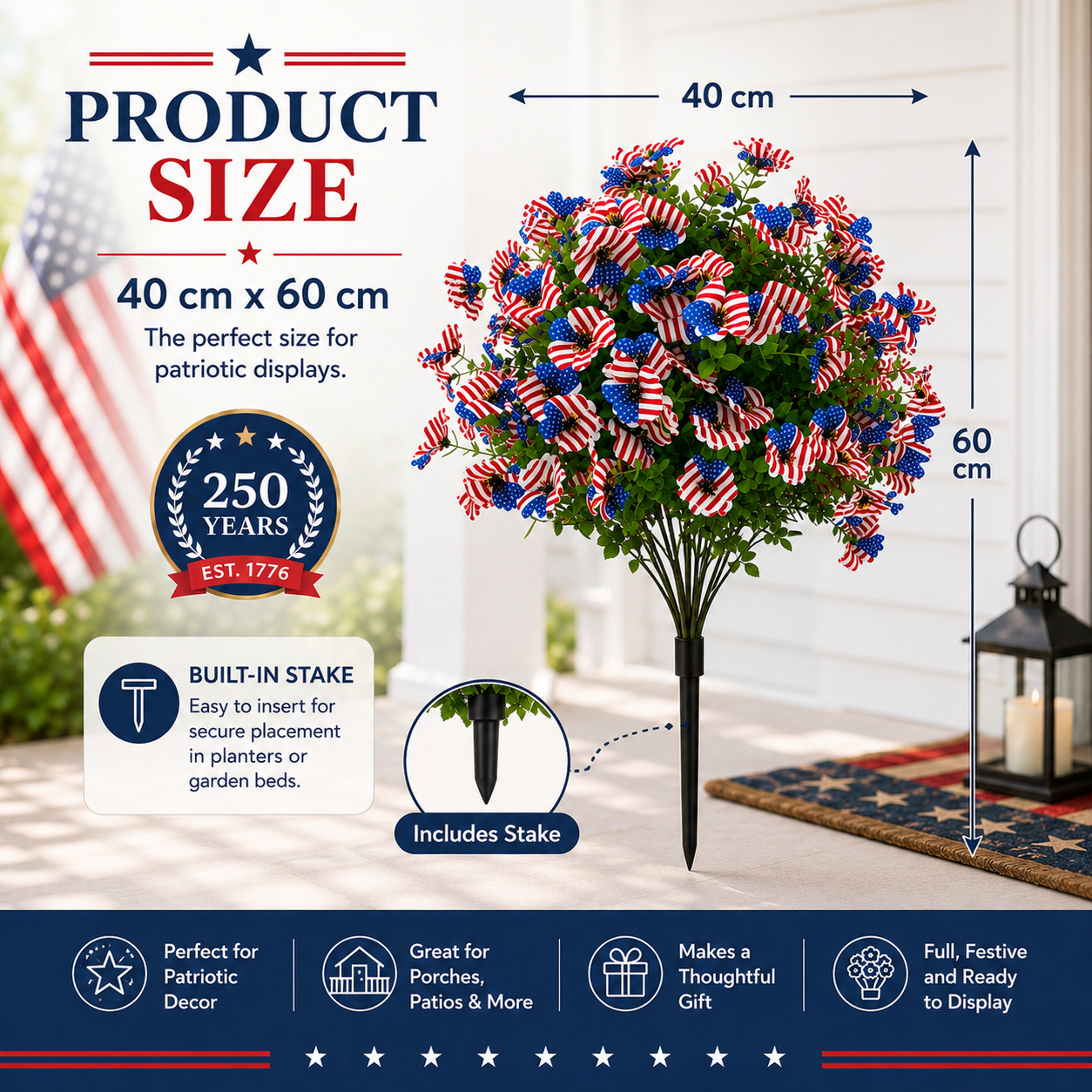🔥 Hot Sale 69% OFF 🌷250th US Independence Day - Eucalyptus Flower Artificial Fake Violet Flower Ground Stake thumbnail 9