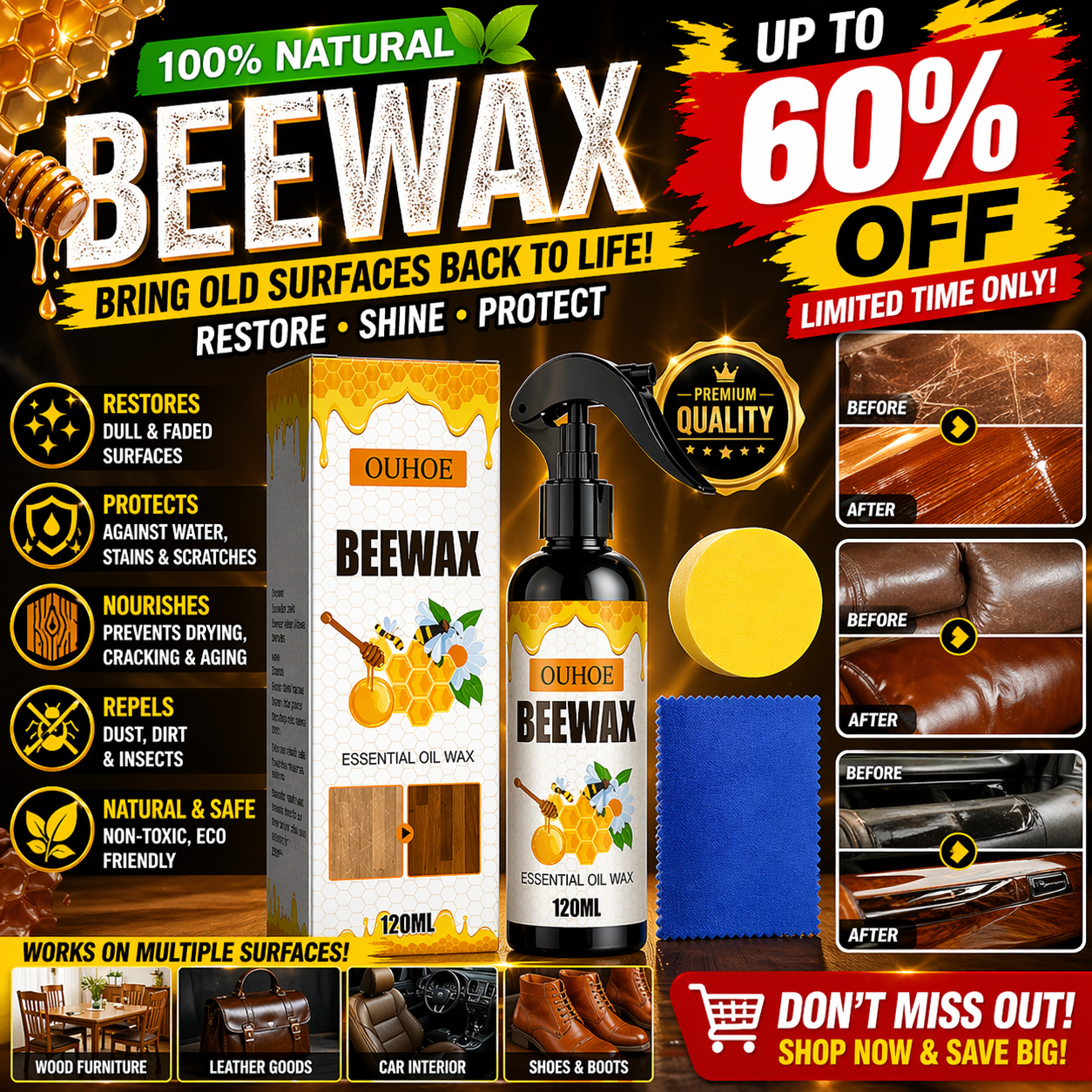 💥LAST DAY SALE UPTO 60%OFF💥Natural Beeswax Repairing and Care Spray thumbnail 2