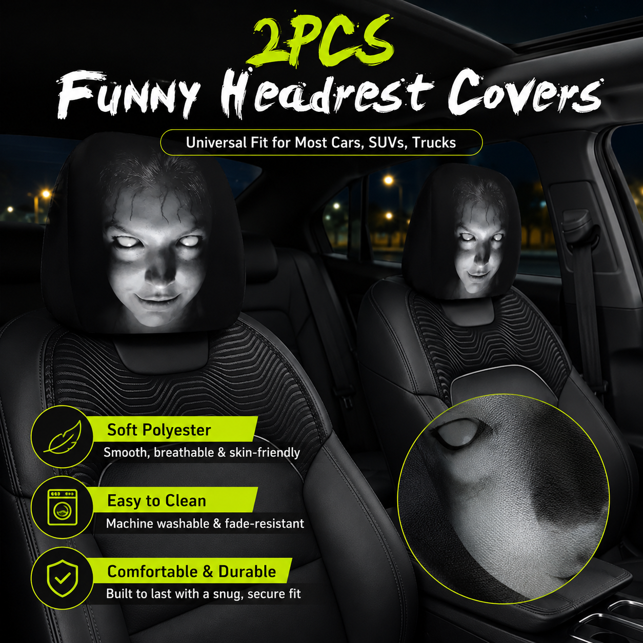Easy to install headrest covers