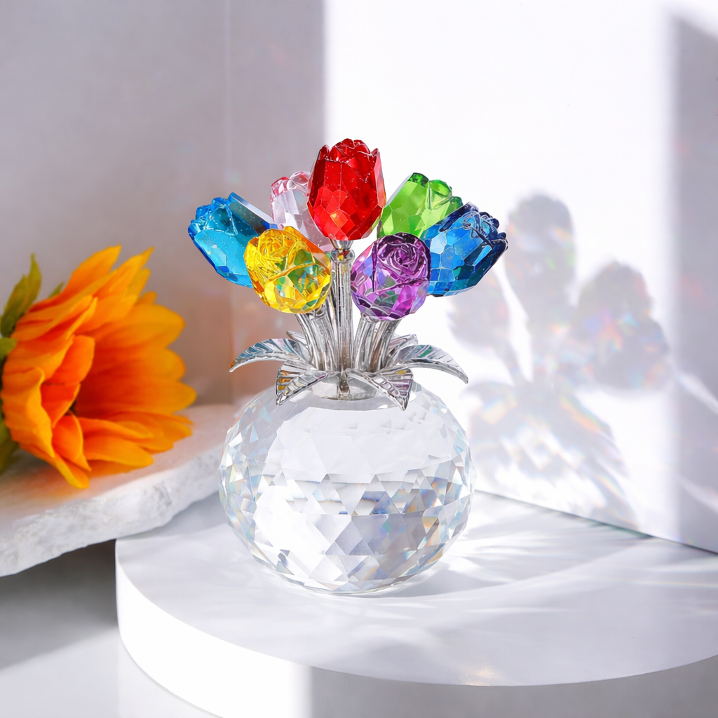 ❤️🌹 Mother’s Day 50% OFF – Colorful Rose Figurine with Vase - Image 1