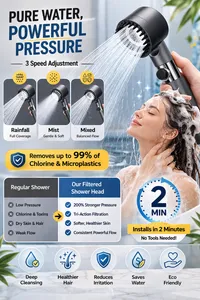 🔥🔥Hot Deal Summer SALE OFF UP TO 60%🔥🔥Three Speed Adjustment Bathroom Supplies Head Massage thumbnail 2