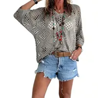🔥🔥Hot Deal Summer SALE OFF UP TO 60%🔥🔥Inspired Beige Crochet Top with V-Neck thumbnail 12