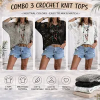 🔥🔥Hot Deal Summer SALE OFF UP TO 60%🔥🔥Inspired Beige Crochet Top with V-Neck thumbnail 6