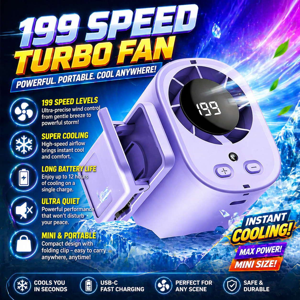 🥳2026 HOT SALE💞50K+ SOLD!High-Speed Brushless Motor Mini Fan thumbnail 2