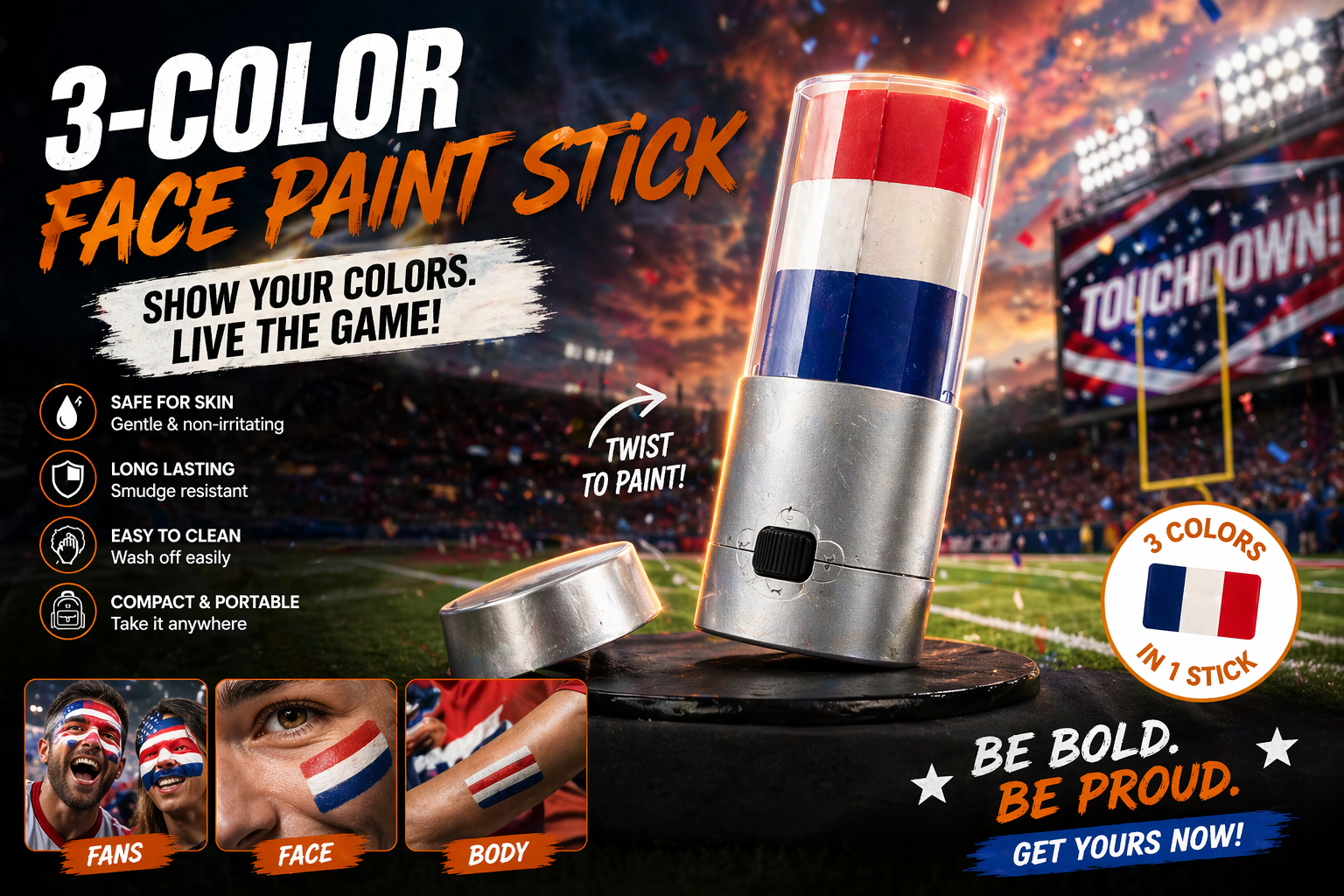 🔥🔥Hot Deal Summer SALE OFF UP TO 60%🔥🔥 Face Paint Stick Stripe Football Fan thumbnail 5