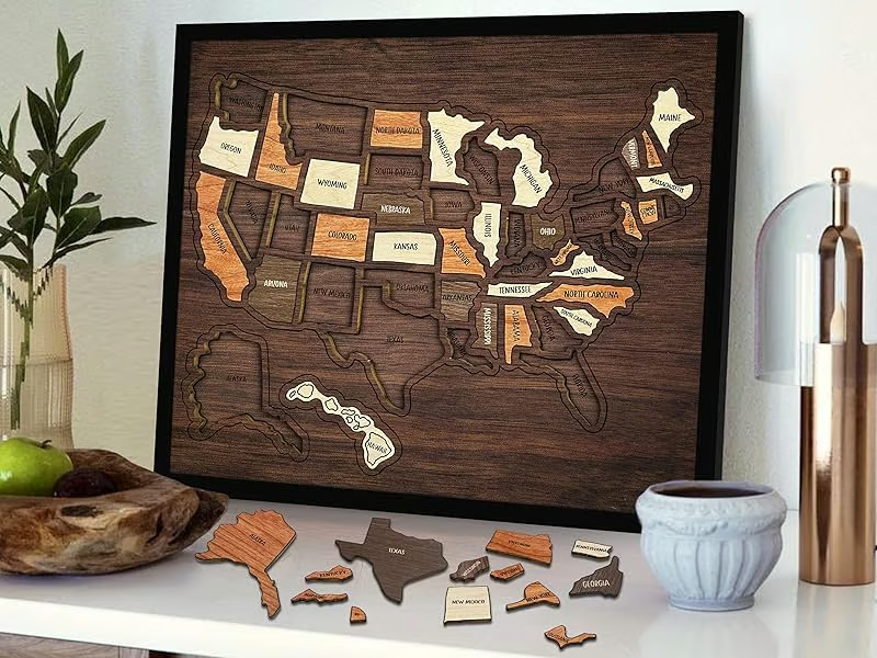 💥BIG SUMMER SALE💥 The Ultimate USA Road Trip Wooden Map Puzzle 🧩 - Image 1