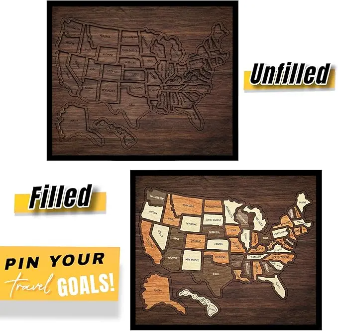💥BIG SUMMER SALE💥 The Ultimate USA Road Trip Wooden Map Puzzle 🧩 thumbnail 3