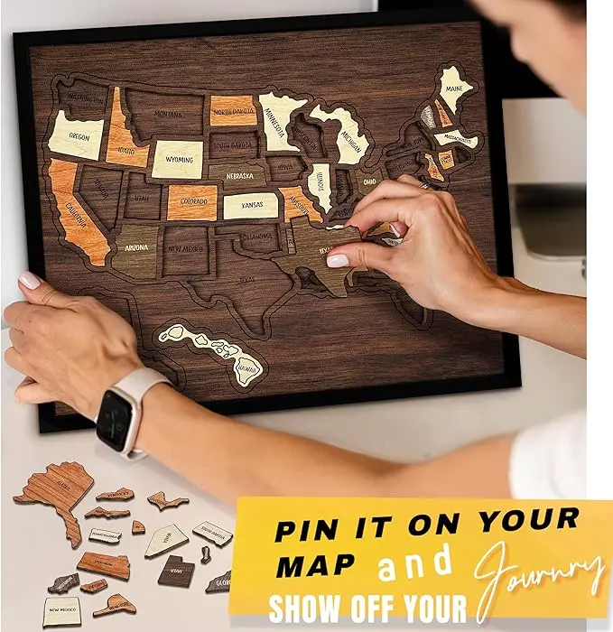 💥BIG SUMMER SALE💥 The Ultimate USA Road Trip Wooden Map Puzzle 🧩 thumbnail 4