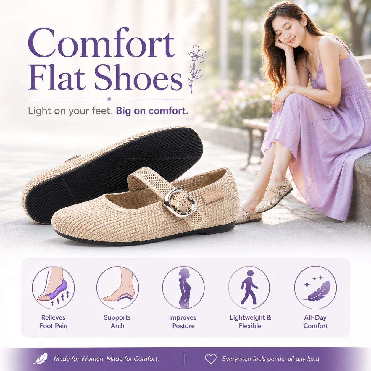 🔥🔥Hot Deal Summer SALE OFF UP TO 60%🔥🔥Comfort Flat Shoes For Women thumbnail 4