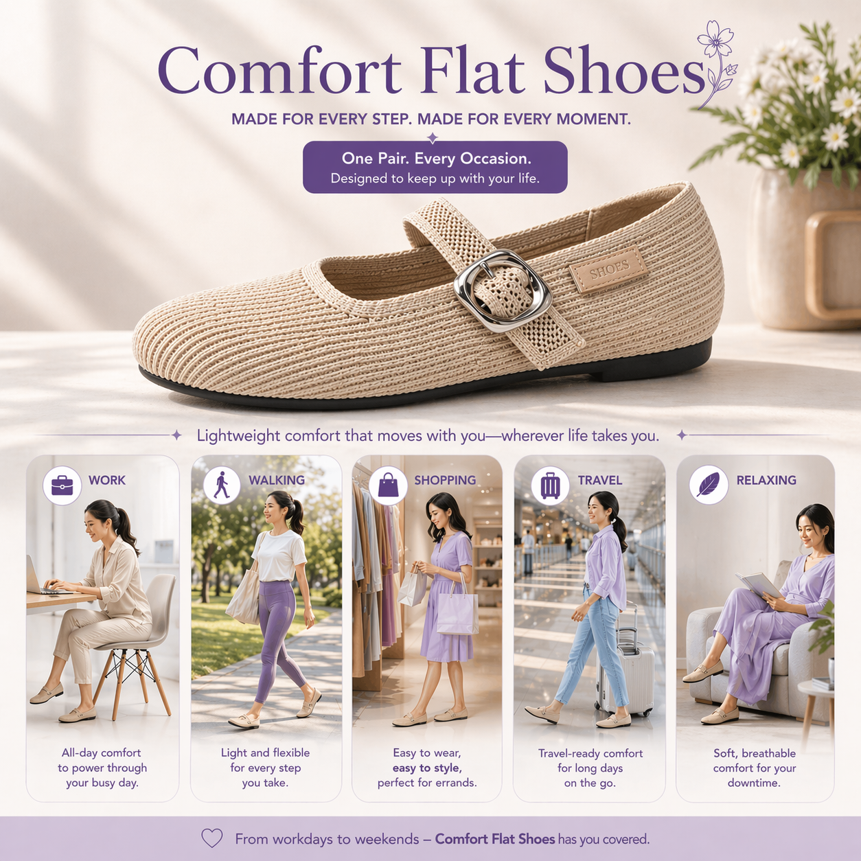 🔥🔥Hot Deal Summer SALE OFF UP TO 60%🔥🔥Comfort Flat Shoes For Women thumbnail 3