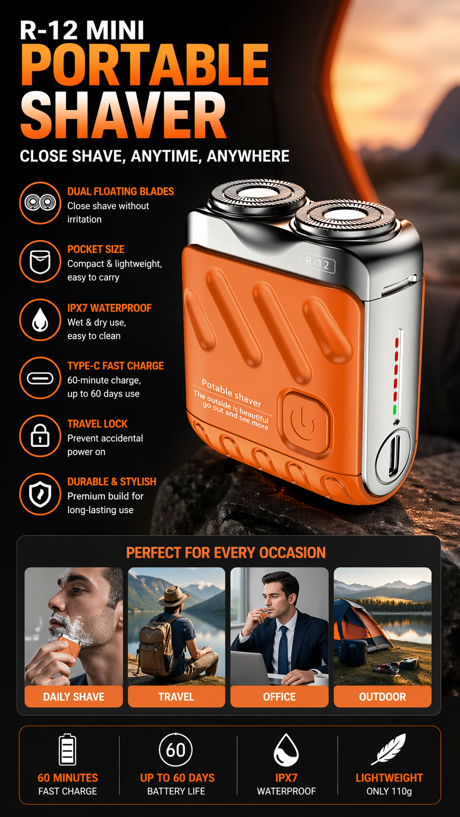💥Portable Rotary Dual Ring Electric Shaver