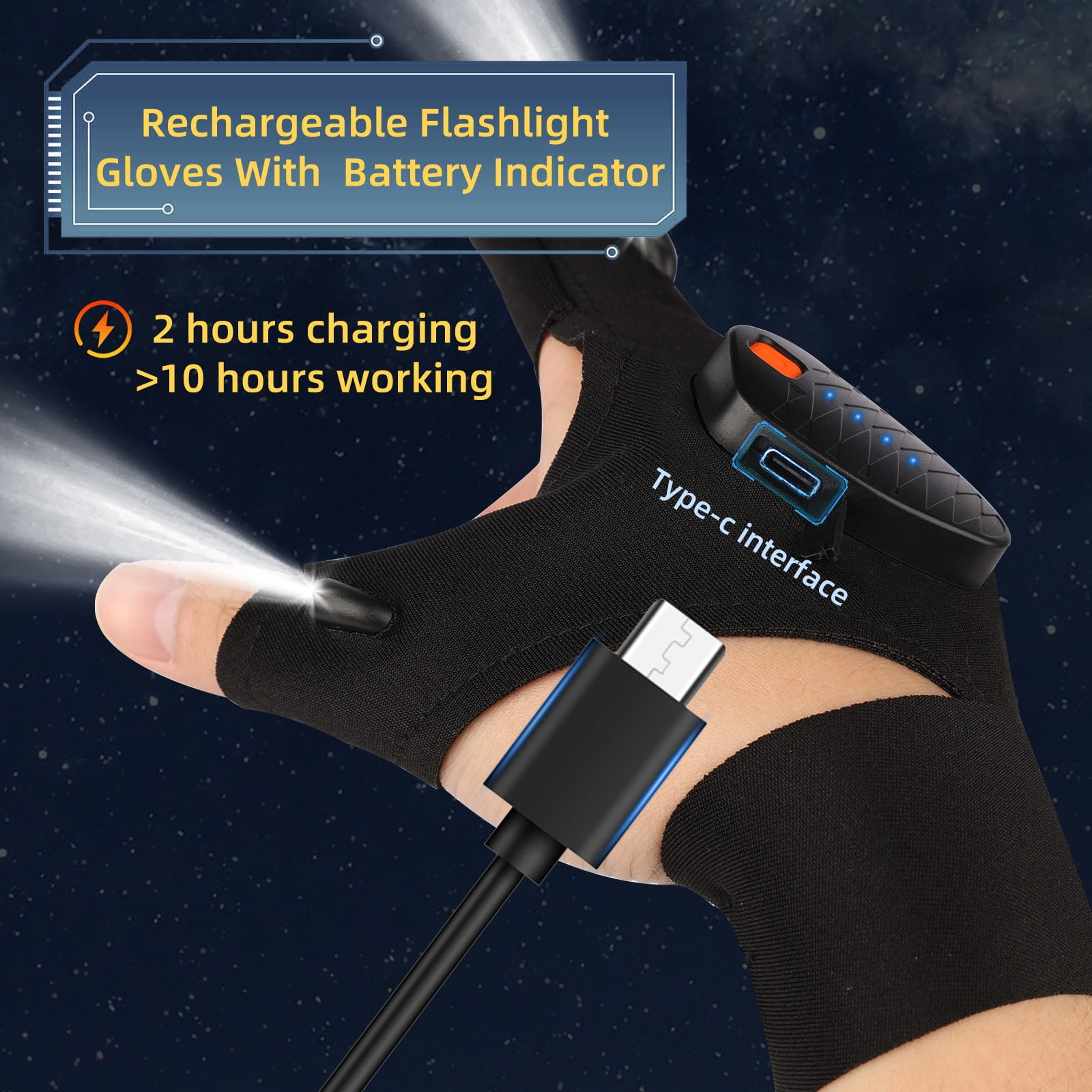 💥Make Dad Smile – Father’s Day 50% OFF❤️-LED Rechargeable Flashlight Gloves thumbnail 2