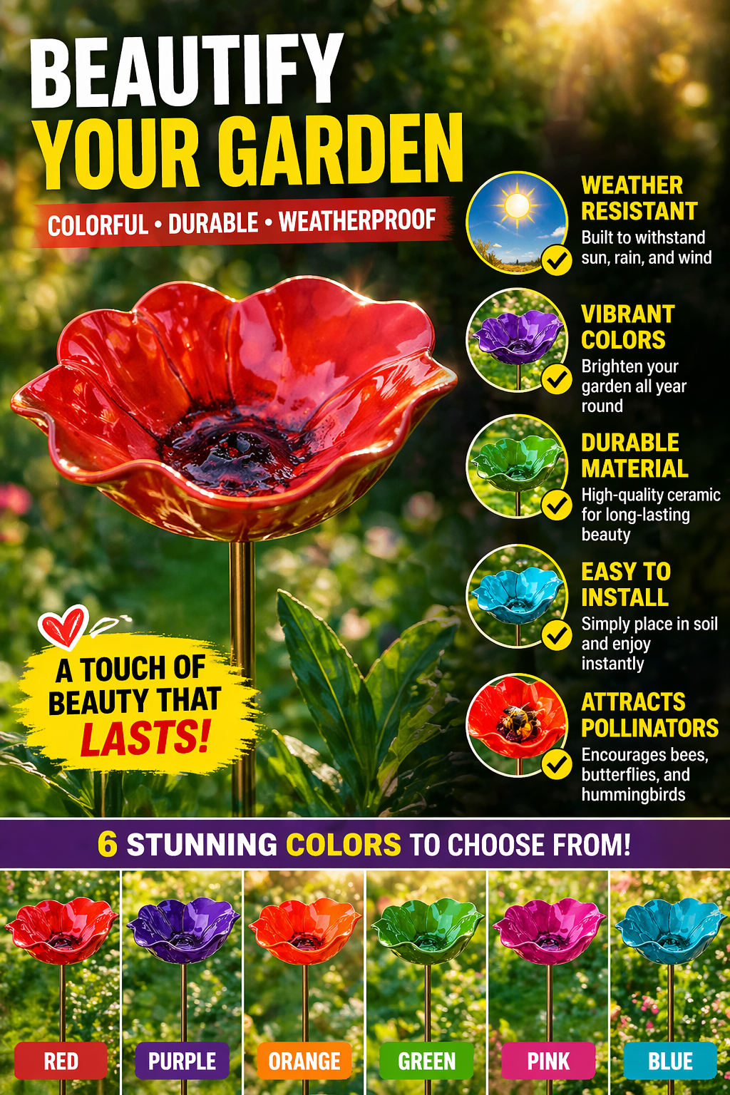 🌟Last Day Promotion 50%🎁Handmade Metal Flower Garden Stake thumbnail 2