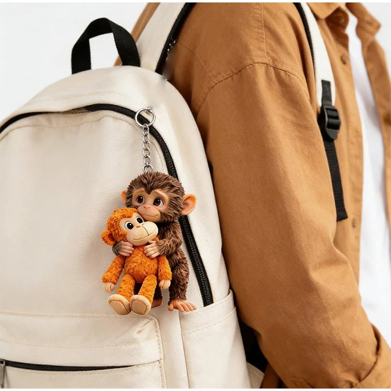🐵 3D Viral Punch Monkey Keychain 💕🎁Emotional Gift for Animal Lovers, Family, Friends, Loved Ones thumbnail 7