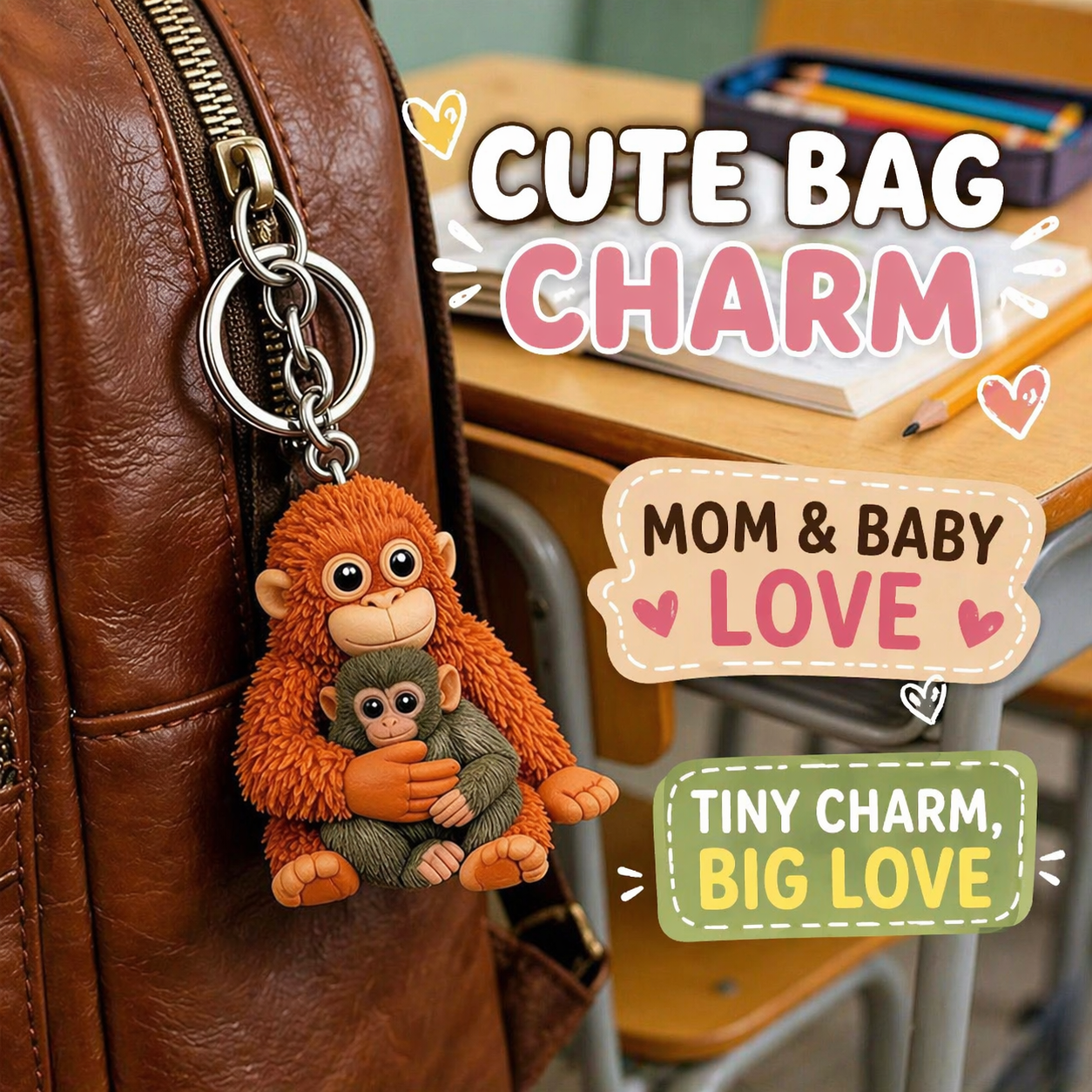 🐵 3D Viral Punch Monkey Keychain 💕🎁Emotional Gift for Animal Lovers, Family, Friends, Loved Ones thumbnail 3