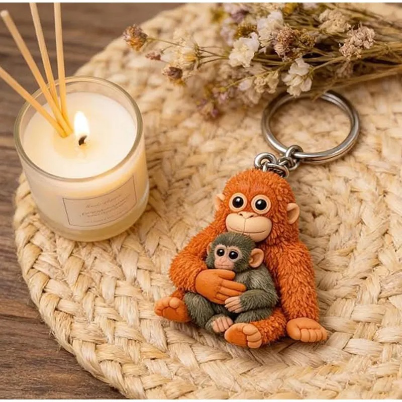 🐵 3D Viral Punch Monkey Keychain 💕🎁Emotional Gift for Animal Lovers, Family, Friends, Loved Ones thumbnail 4