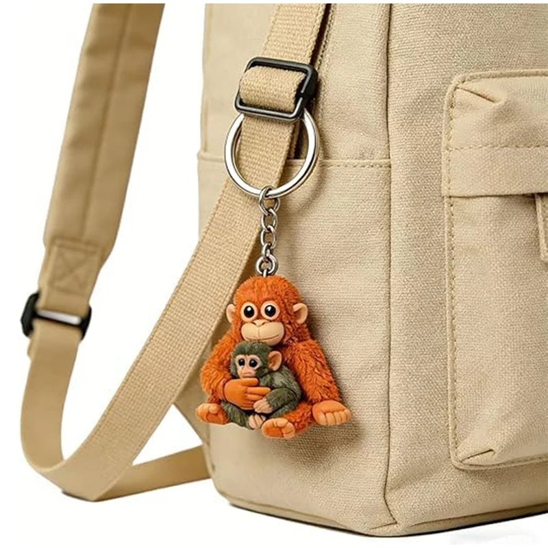 🐵 3D Viral Punch Monkey Keychain 💕🎁Emotional Gift for Animal Lovers, Family, Friends, Loved Ones thumbnail 8
