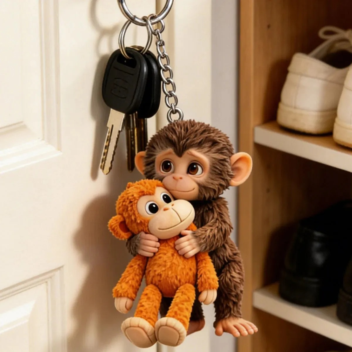 🐵 3D Viral Punch Monkey Keychain 💕🎁Emotional Gift for Animal Lovers, Family, Friends, Loved Ones thumbnail 9