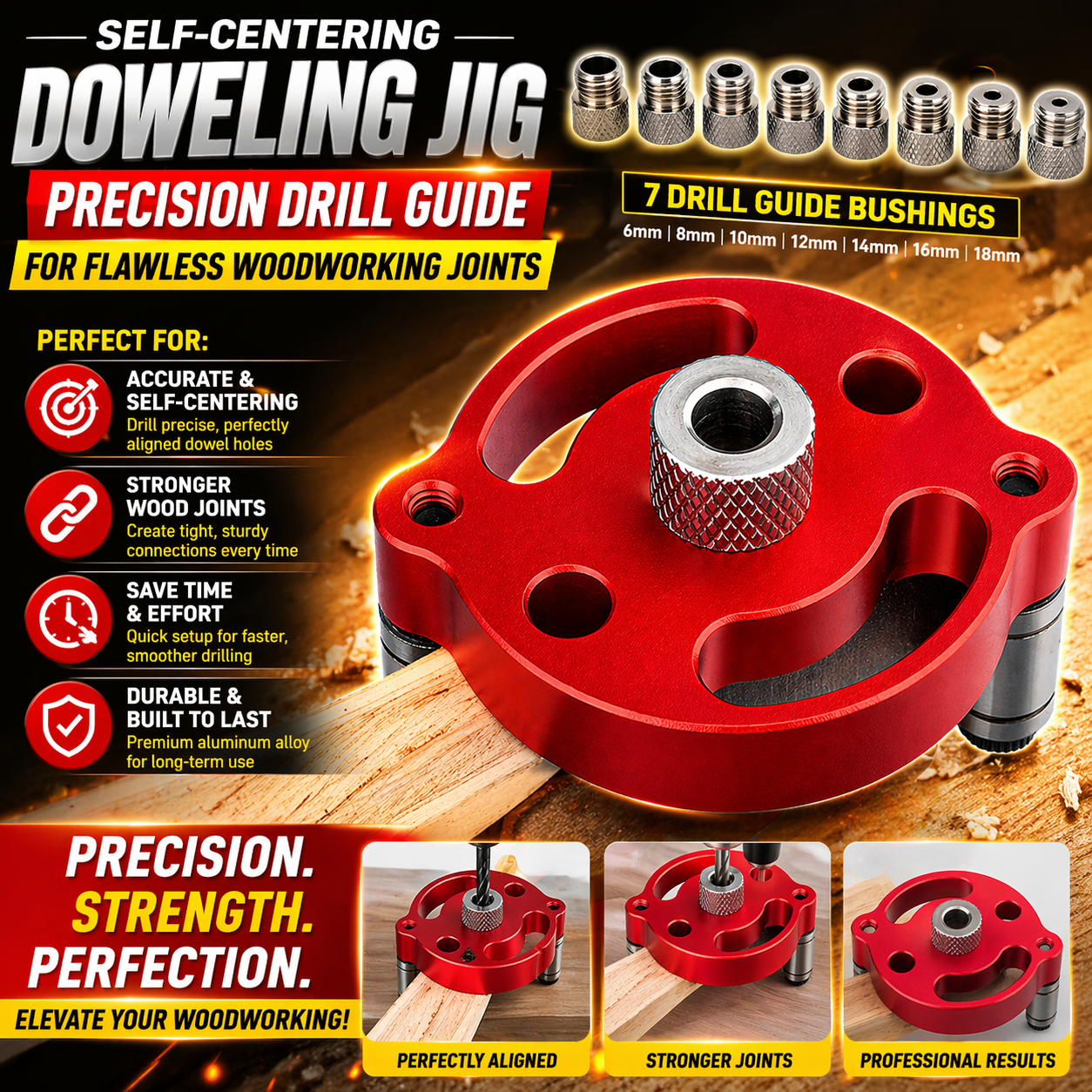 💥 50% OFF Doweling Jig for Woodworking – Drill Straight, No Mistakes! thumbnail 2