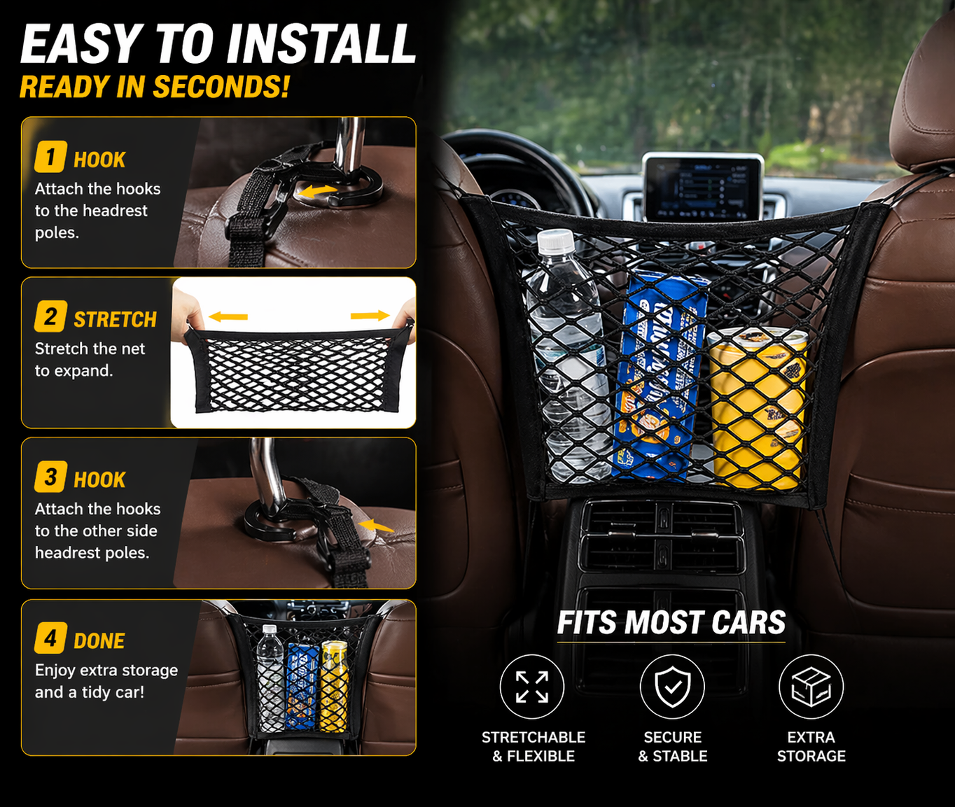 🔥🔥Hot Deal Summer SALE OFF UP TO 55%🔥🔥 Storage Net Pocket between Car Seats thumbnail 4