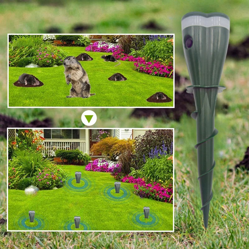 🌸 Solar-powered waterproof screw-shaped non-toxic mole repellent thumbnail 3