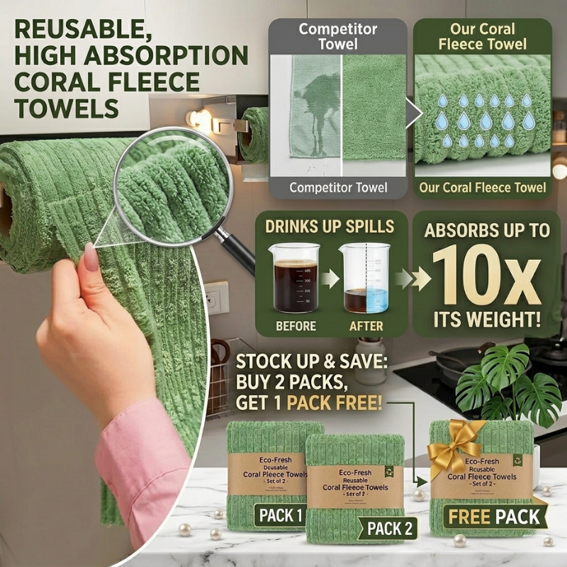 ✨BUY 2 GET 1 FREE✨ EcoWipe Anti-Bacteria Coral Fleece Kitchen Towels - Reusable & Super Absorbent thumbnail 5