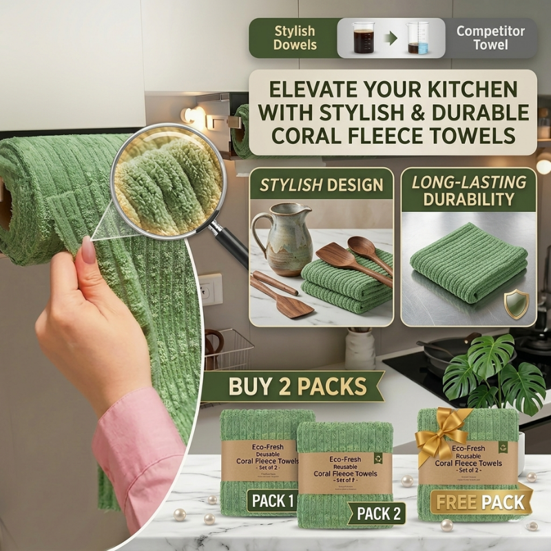 ✨BUY 2 GET 1 FREE✨ EcoWipe Anti-Bacteria Coral Fleece Kitchen Towels - Reusable & Super Absorbent thumbnail 6