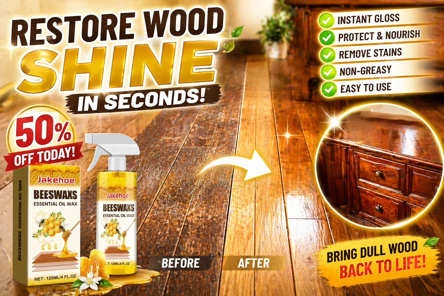 🔥 Hot Deal Summer SALE OFF UP TO 50%🔥Restore Wood Shine in Seconds - Image 1
