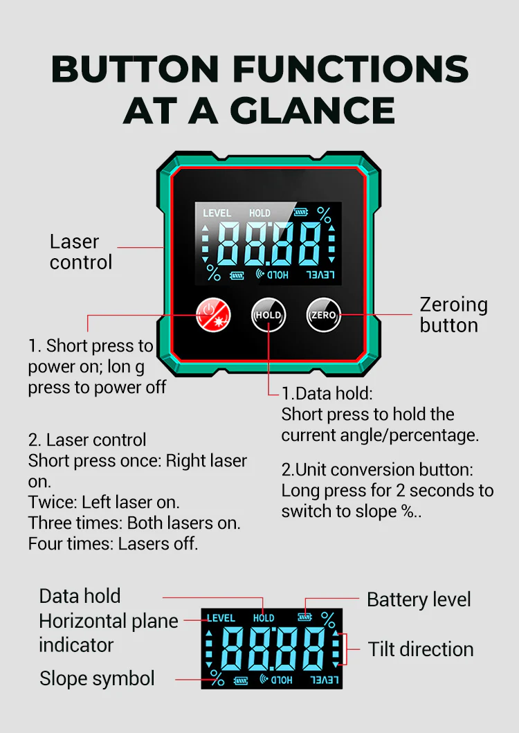 🔥🔥Hot Deal Summer SALE OFF UP TO 60%🔥💥Magnetic Digital Angle Finder with Electronic Laser thumbnail 7