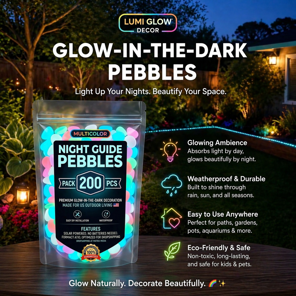 💥LAST DAY SALE 50%OFF💥🌈Colorful Glow-in-the-Dark Garden Stones thumbnail 4