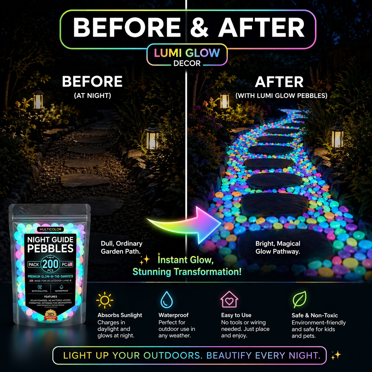💥LAST DAY SALE 50%OFF💥🌈Colorful Glow-in-the-Dark Garden Stones thumbnail 3
