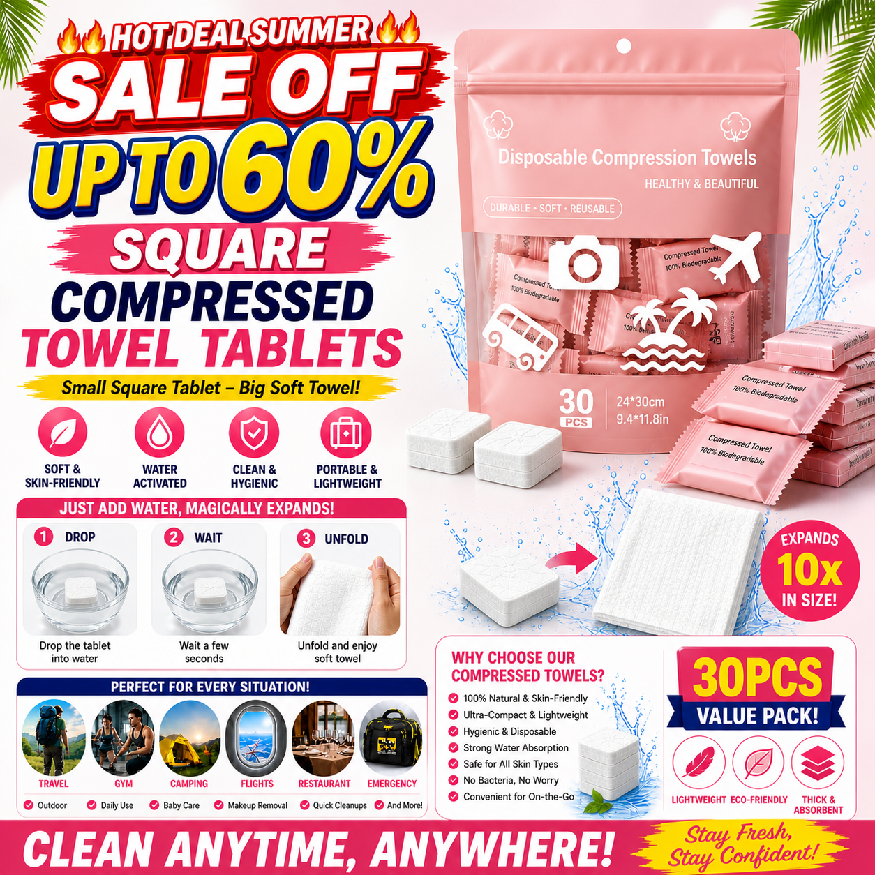🔥🔥Hot Deal Summer SALE OFF UP TO 50%🔥🔥 Compressed Towels Tablets - Image 1