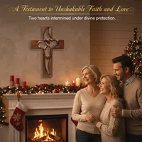 🔥💥 HOT DEAL Save Up To 50% OFF Hand-Carved Intertwined Hearts Wooden Cross thumbnail 2