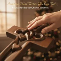 🔥💥 HOT DEAL Save Up To 50% OFF Hand-Carved Intertwined Hearts Wooden Cross thumbnail 6
