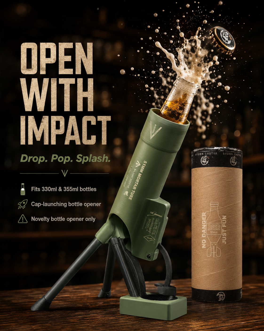 🔥🍺Hot Deal Summer SALE OFF UP TO 60%🍺🔥51mm Beer Bottle Mortar Bottle Opener thumbnail 3