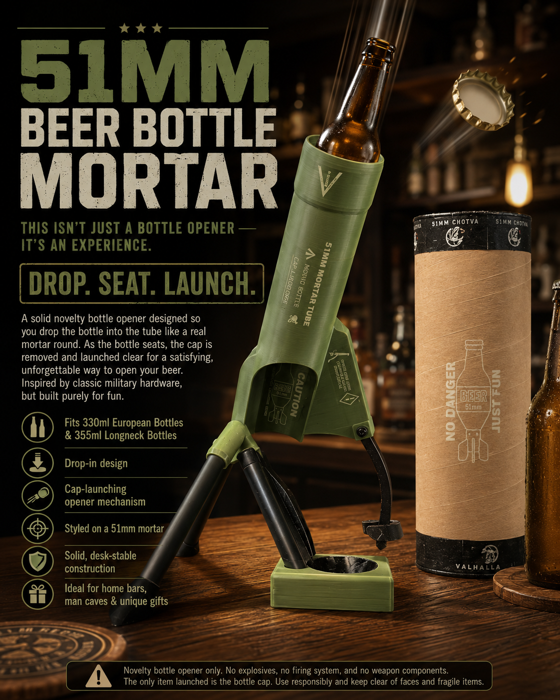 🔥🍺Hot Deal Summer SALE OFF UP TO 60%🍺🔥51mm Beer Bottle Mortar Bottle Opener thumbnail 5