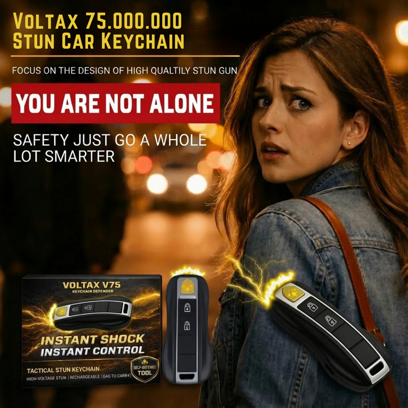 🔦2026 Father's Day Flash Sale 60% OFF⚡Voltax ShockForce 75M Stun Car Keychain thumbnail 2