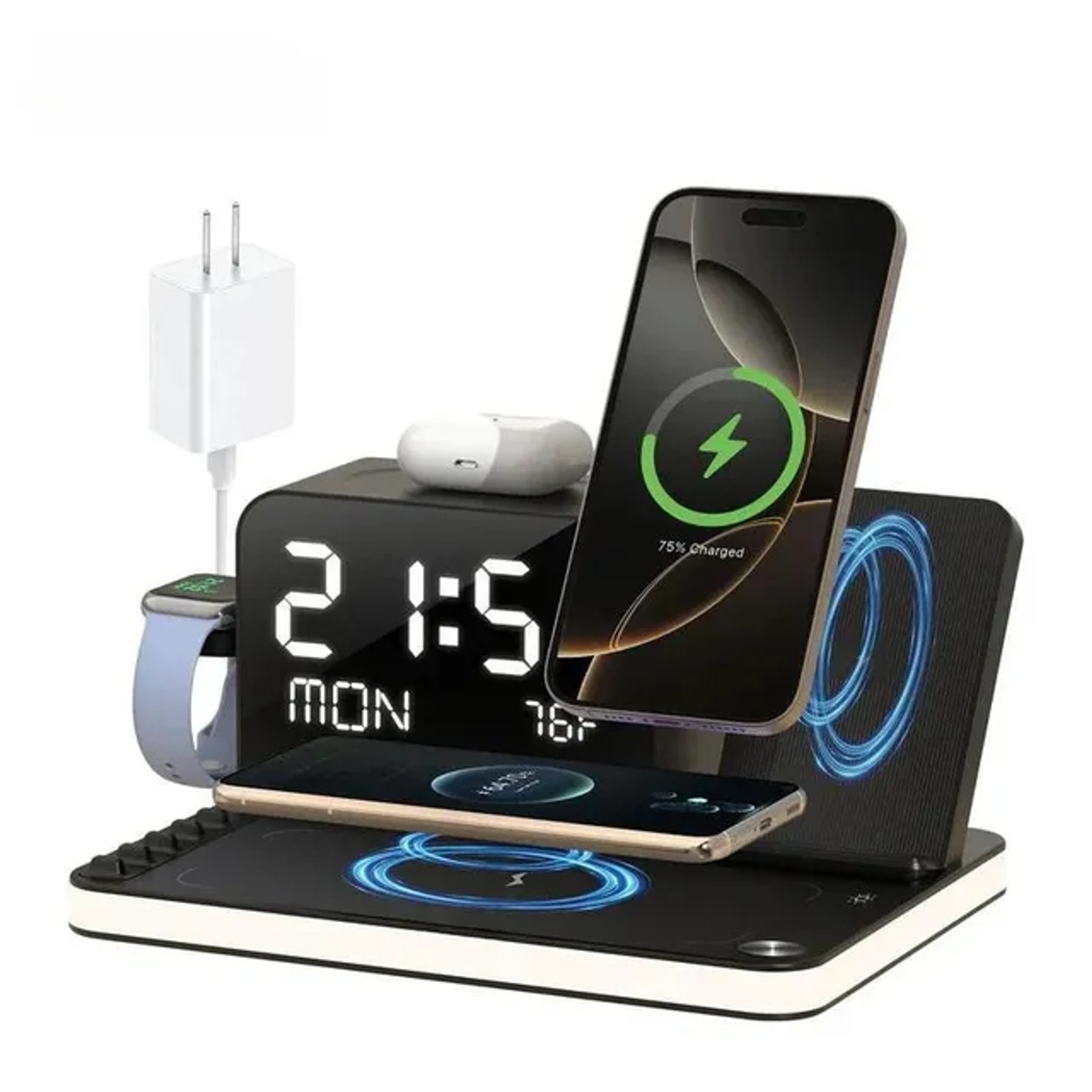 🔥🔥Hot Deal Summer SALE OFF UP TO 60%🔥💥7 in 1 Wireless Charging Station with Clock & Night Light - Image 1
