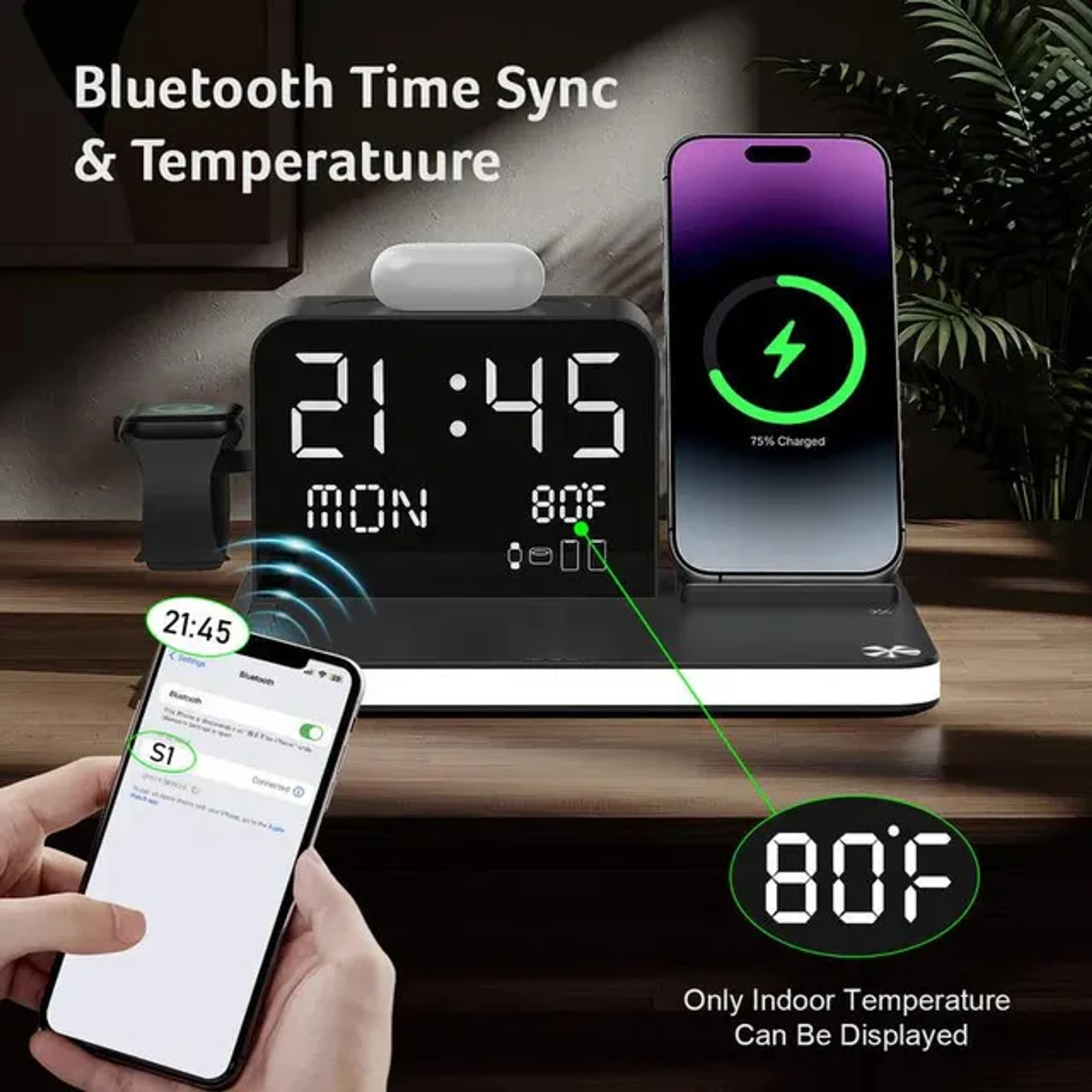 🔥🔥Hot Deal Summer SALE OFF UP TO 60%🔥💥7 in 1 Wireless Charging Station with Clock & Night Light thumbnail 4