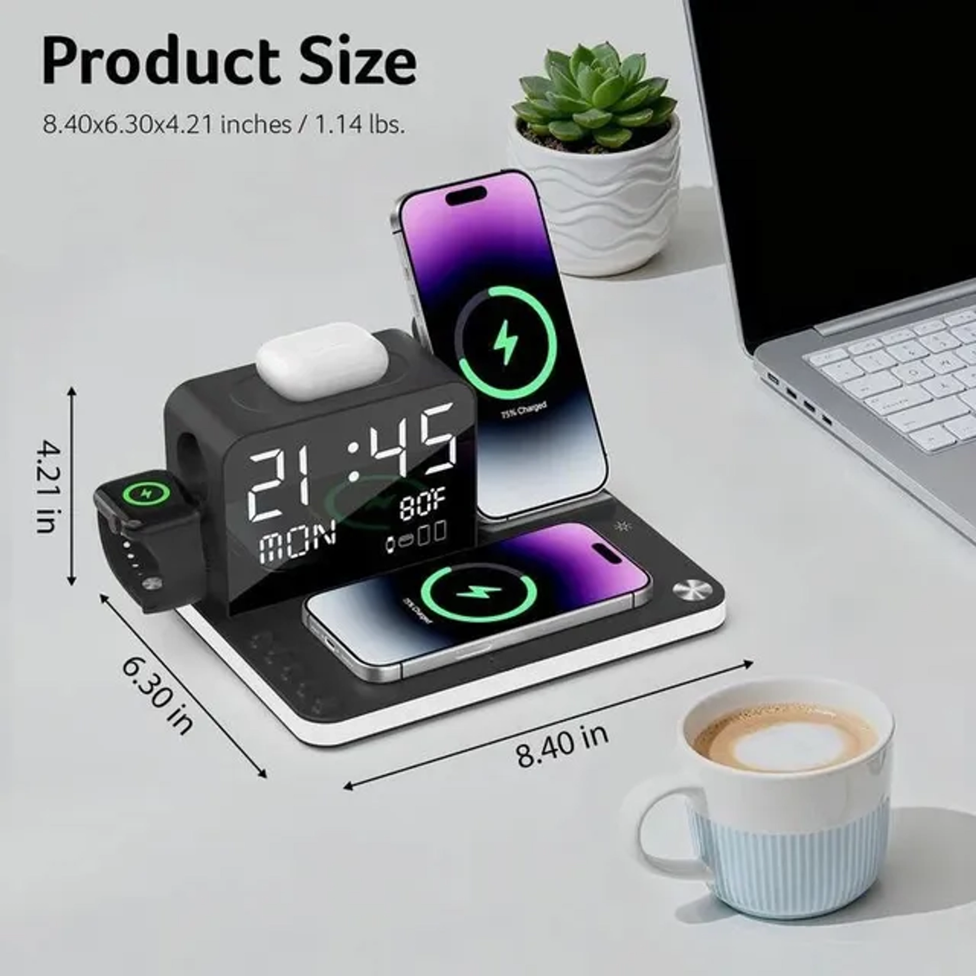 🔥🔥Hot Deal Summer SALE OFF UP TO 60%🔥💥7 in 1 Wireless Charging Station with Clock & Night Light thumbnail 10
