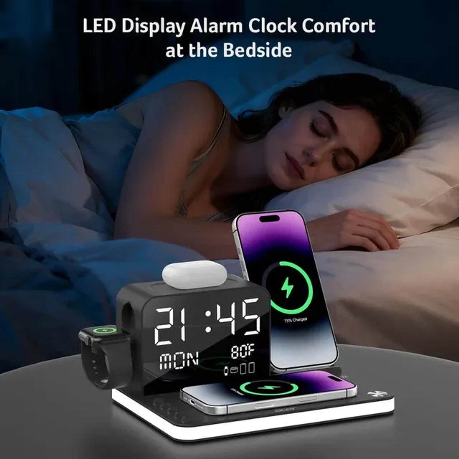 🔥🔥Hot Deal Summer SALE OFF UP TO 60%🔥💥7 in 1 Wireless Charging Station with Clock & Night Light thumbnail 5