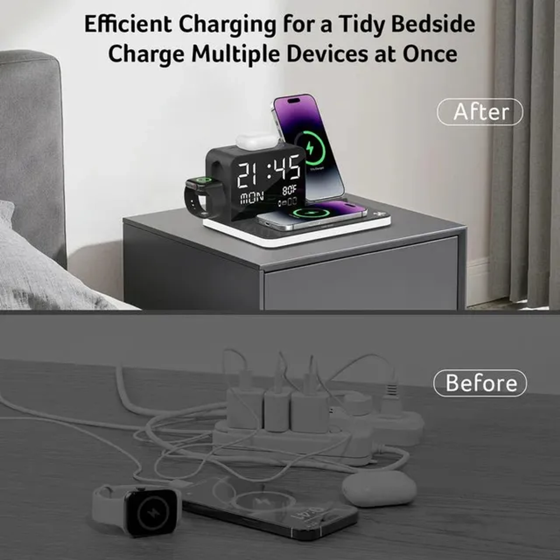 🔥🔥Hot Deal Summer SALE OFF UP TO 60%🔥💥7 in 1 Wireless Charging Station with Clock & Night Light thumbnail 6
