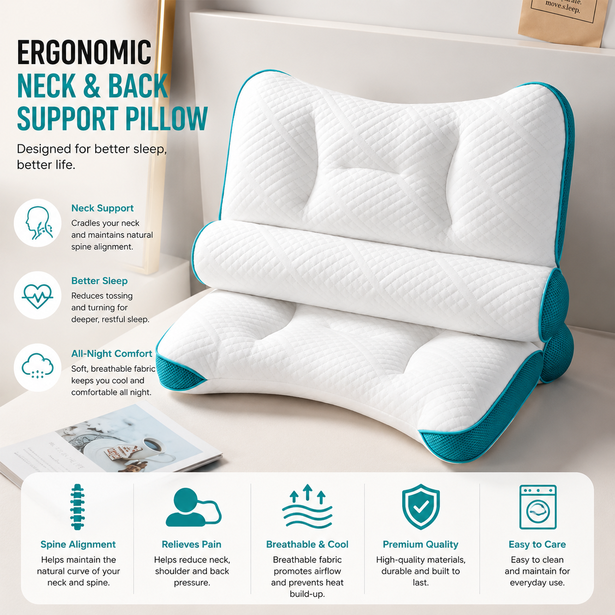 🔥 50% OFF TODAY – Sleep Better with Cervical Neck Support Pillow for Comfort & Posture Relief thumbnail 9