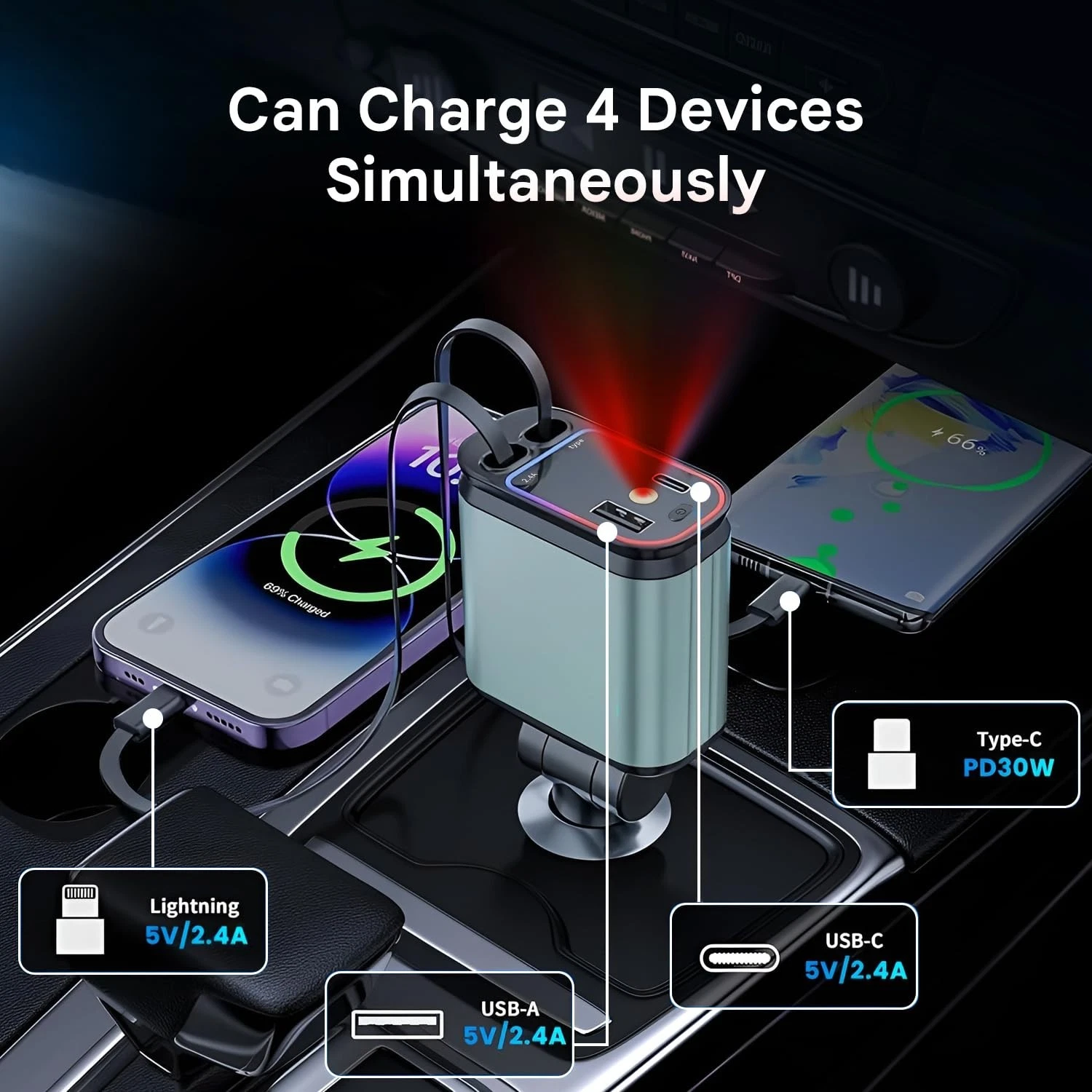 🔥🔥Hot Deal Summer SALE OFF UP TO 50%🔥🔥- Car Charger with Starry Lights ⚡ thumbnail 5